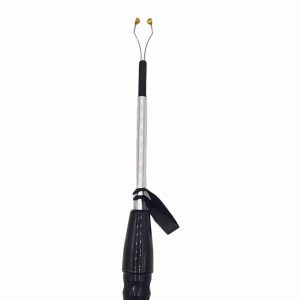 Brass forked devils horn accessory attached to a Violet Wand